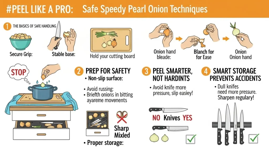 Peeling pearl onions might seem simple, but it requires careful attention to safety