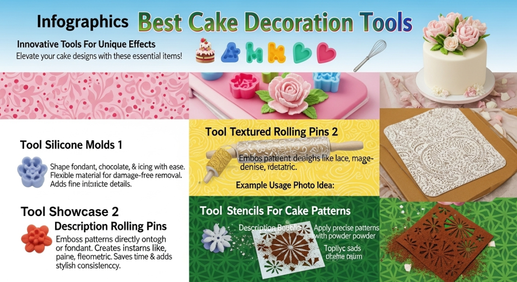 Silicone molds shape fondant, chocolate, and icing with ease. They come in many designs like flowers, letters, and shapes. The flexible material lets you remove decorations without damage. Silicone molds add fine details that are hard to make by hand.