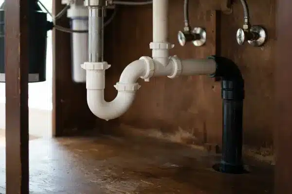 Key under-sink plumbing parts including trap and supply lines