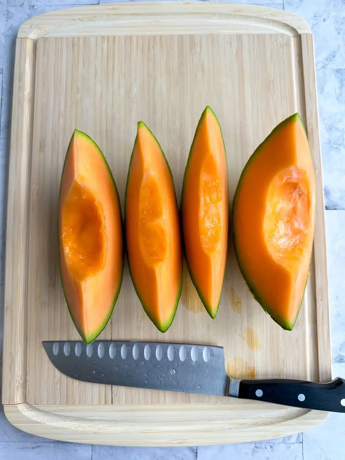 cantaloupe halved