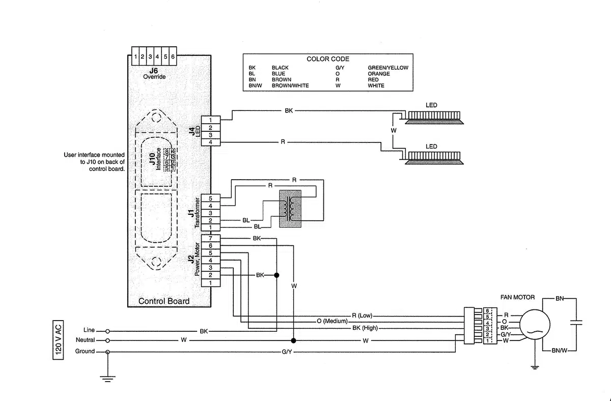 range hood wire connection diagram