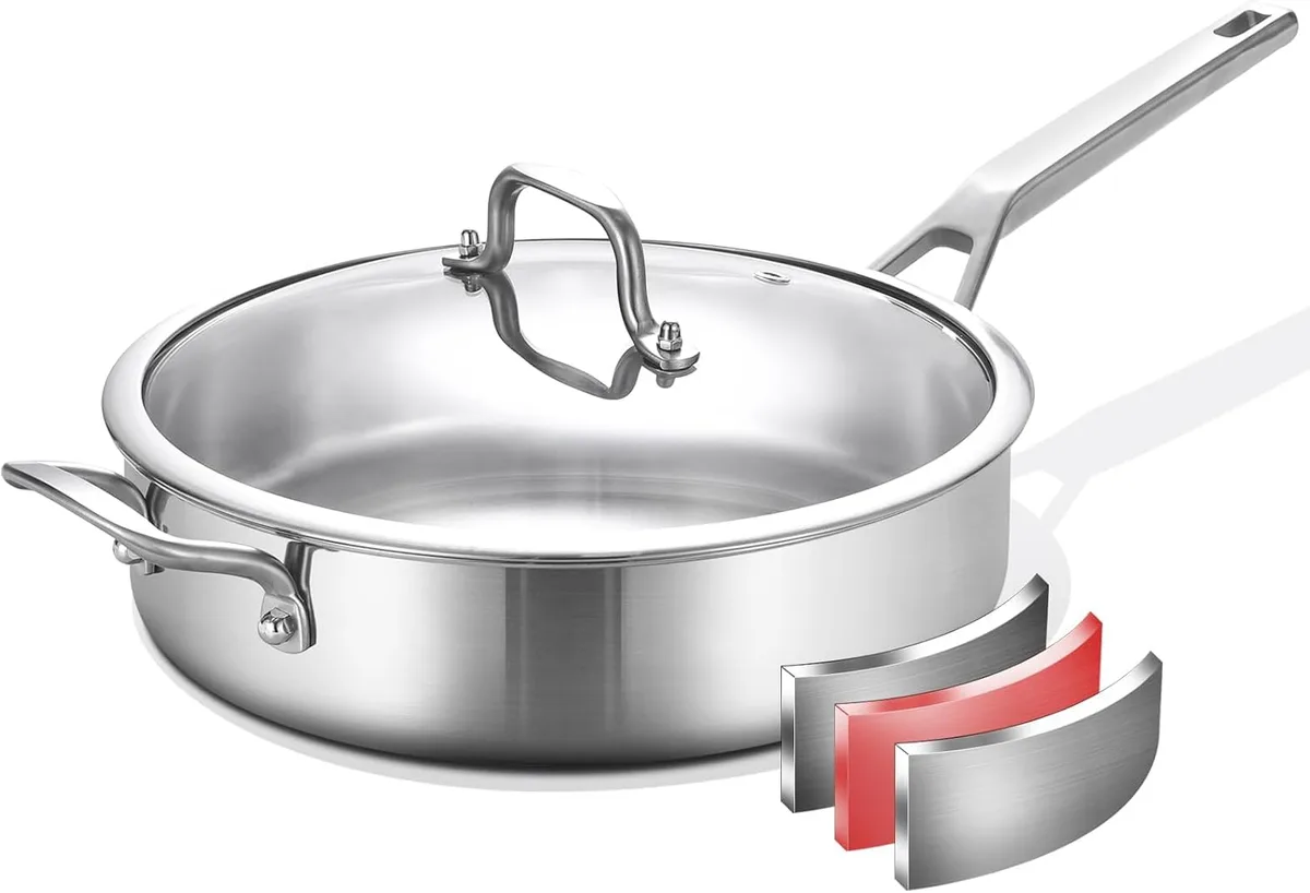 3-ply stainless steel pan construction