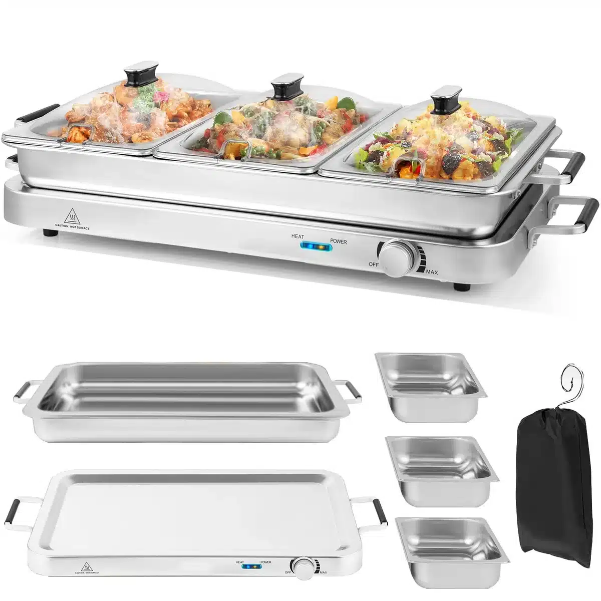 are buffets kept warm with boiling water under the tray