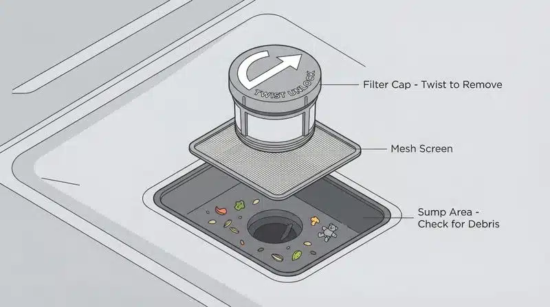 dishwasher sump cleaning