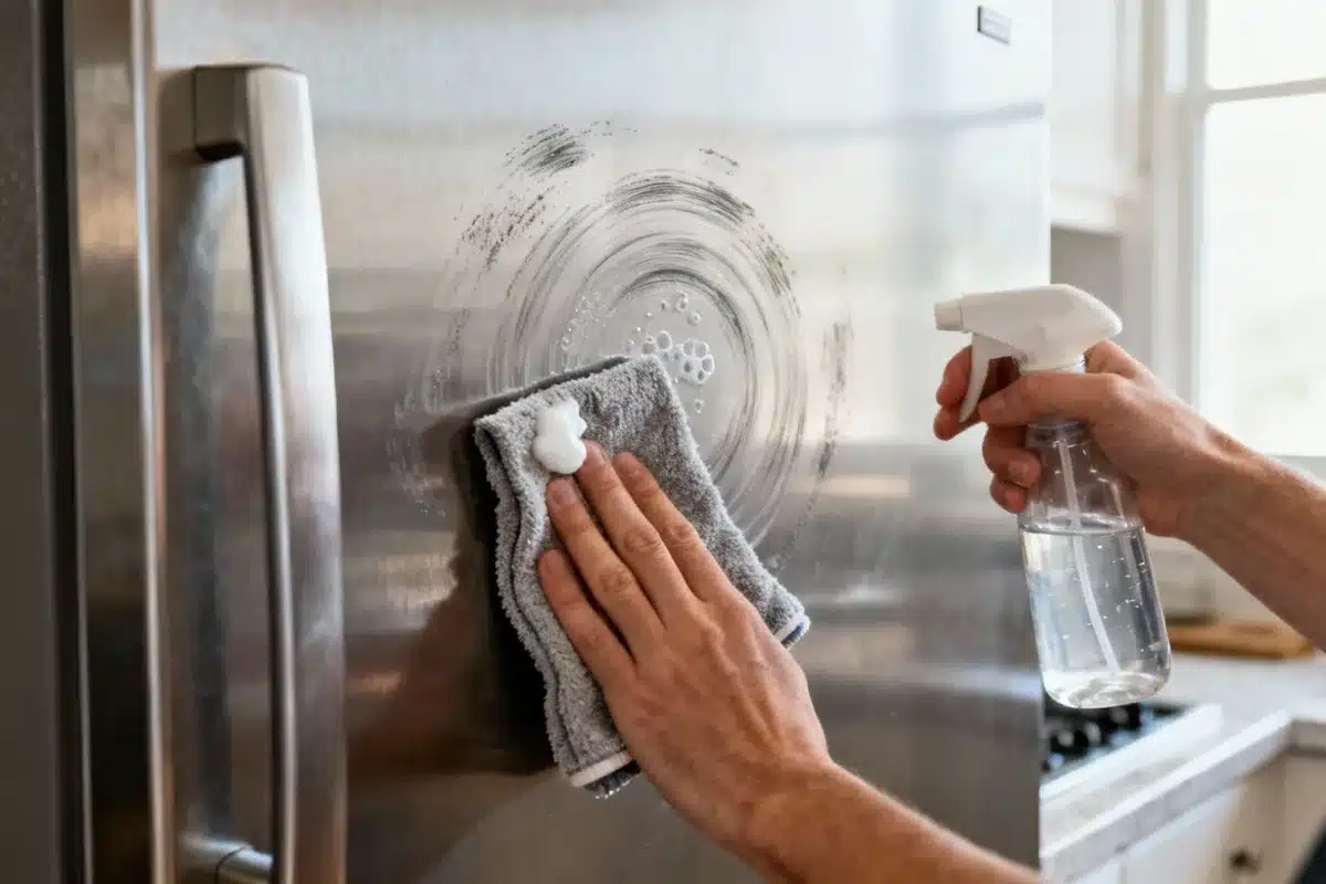 how to stop finger marks on stsinless steel fridge doir
