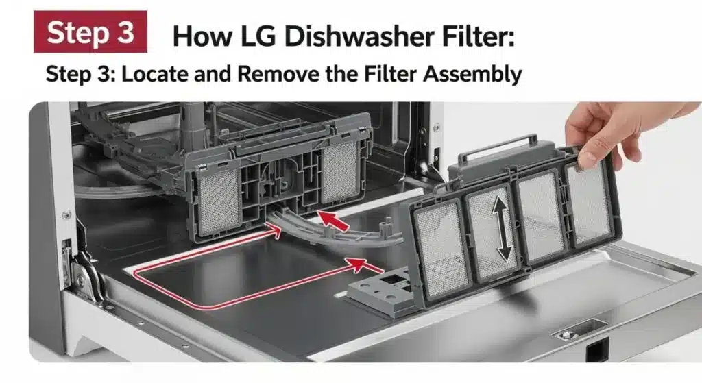 LG dishwasher filter assembly