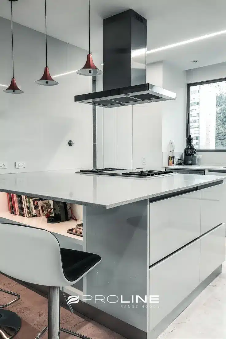 space-saving range hood for island cooktops