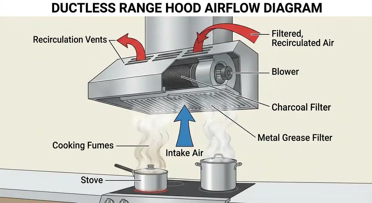 ventless range hood airflow