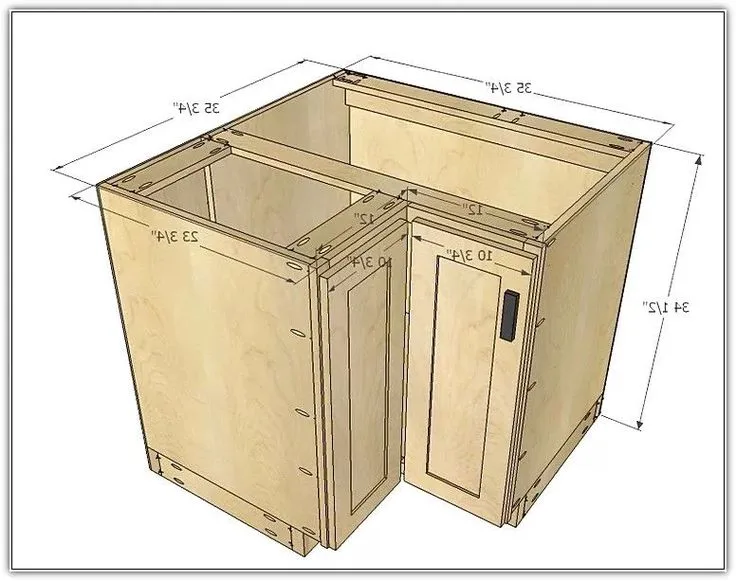 corner cabinet measurement diagram