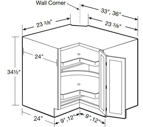 corner cabinet organizer measurement