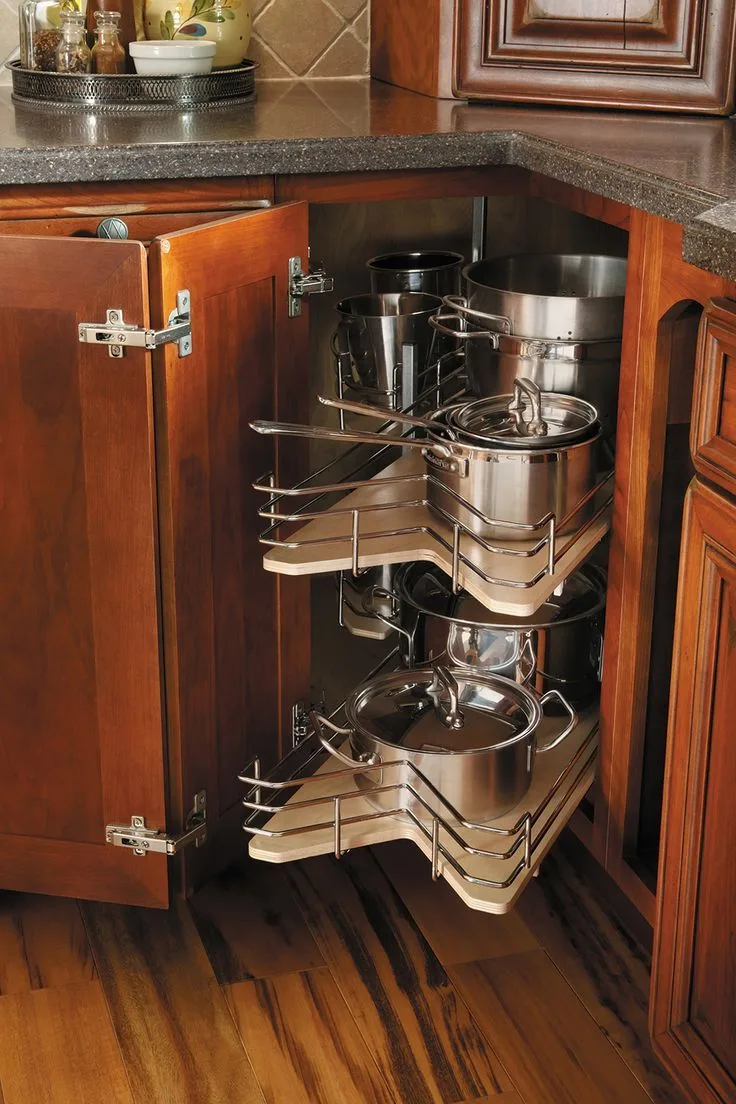 Lazy Susan pull-out shelves tiered inserts