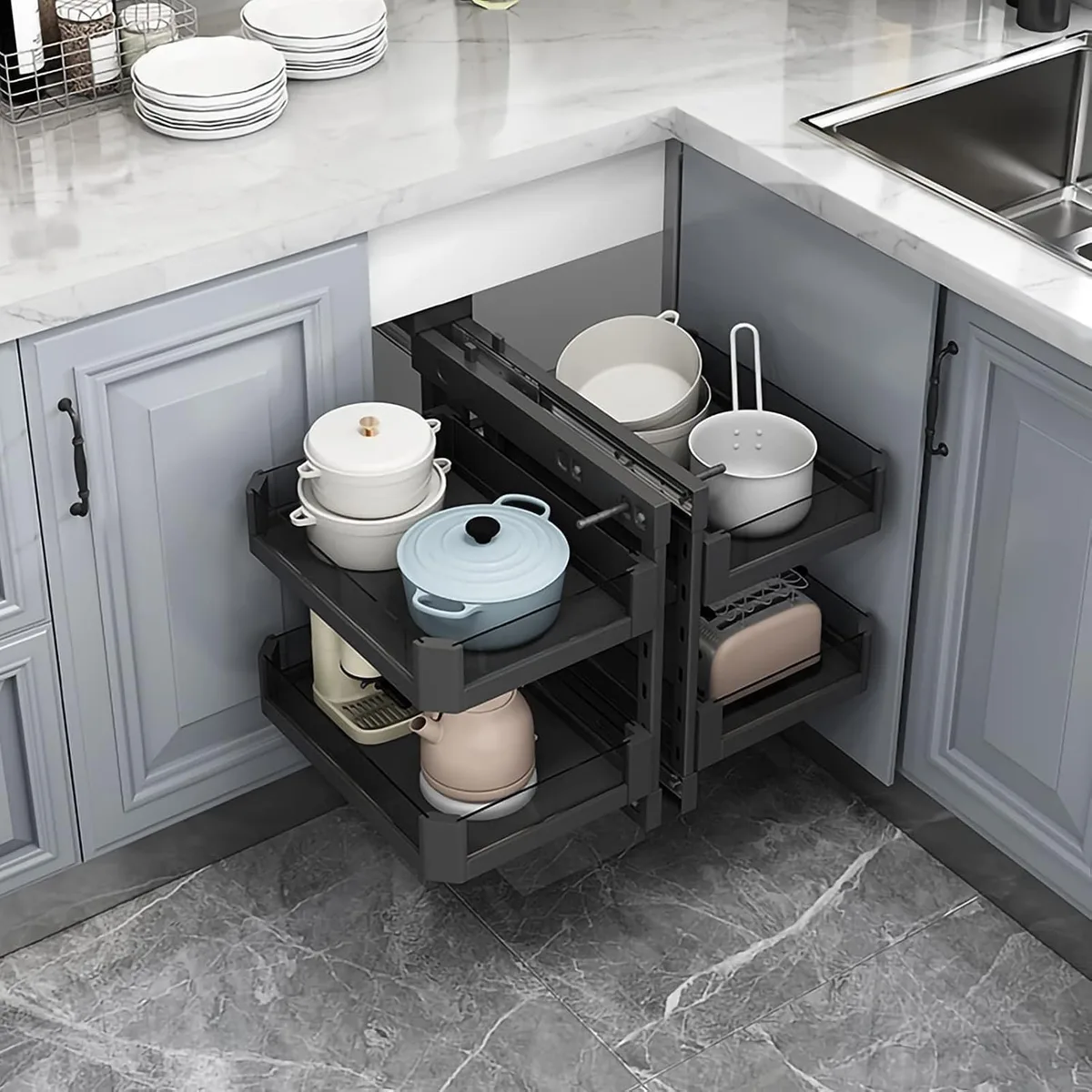 types of corner cabinet organizers
